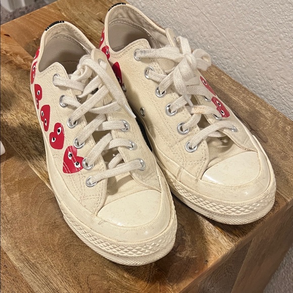 Converse Play Cream and Red Heart Sneakers - Picture 1 of 3
